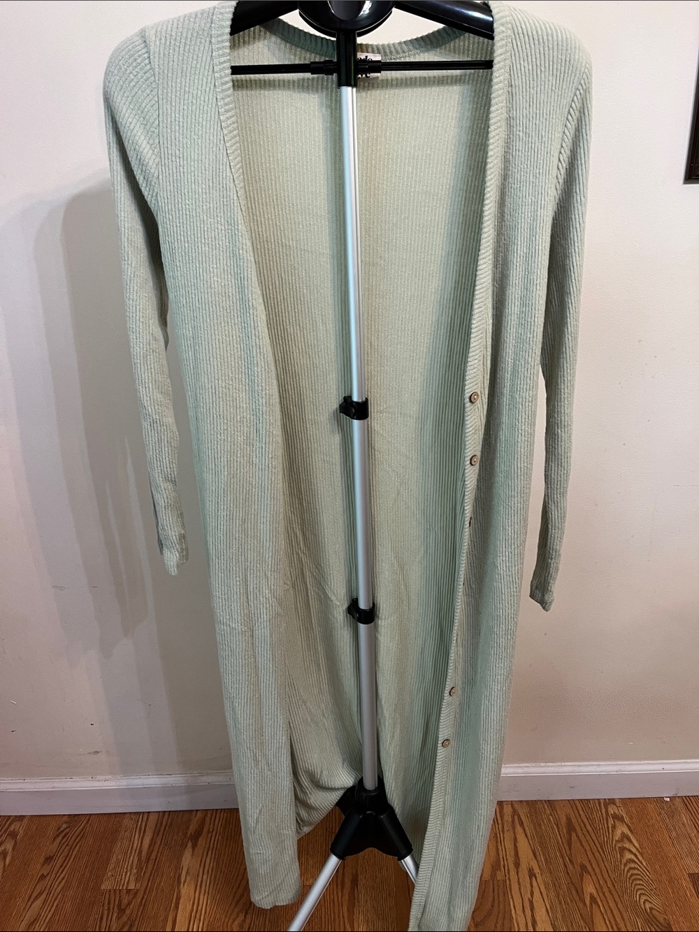 NWOT Made with Love Light Sage Long Ribbed Cardigan